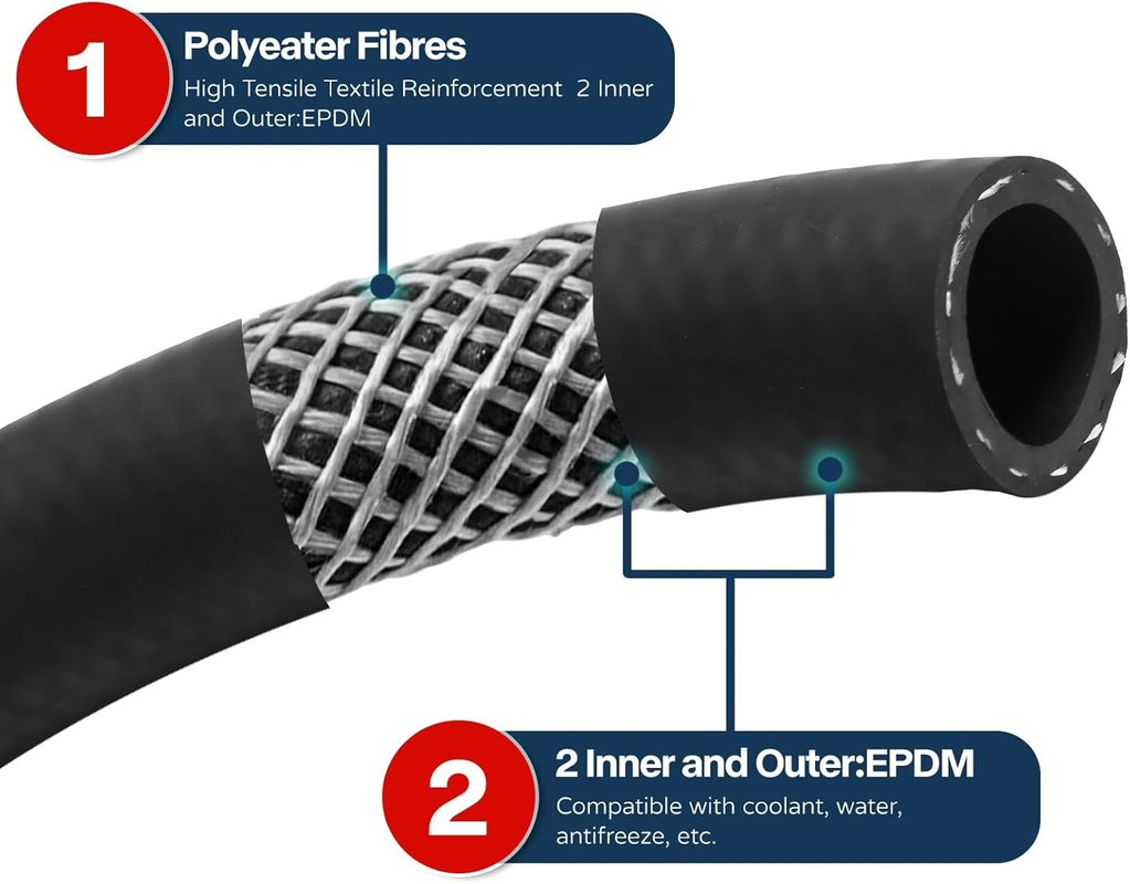 Sıcaklık Direnci 3/4' Radiatör Soğutucu Su Isıtıcısı EPDM Kauçuk hortum/Tüp/Tüp